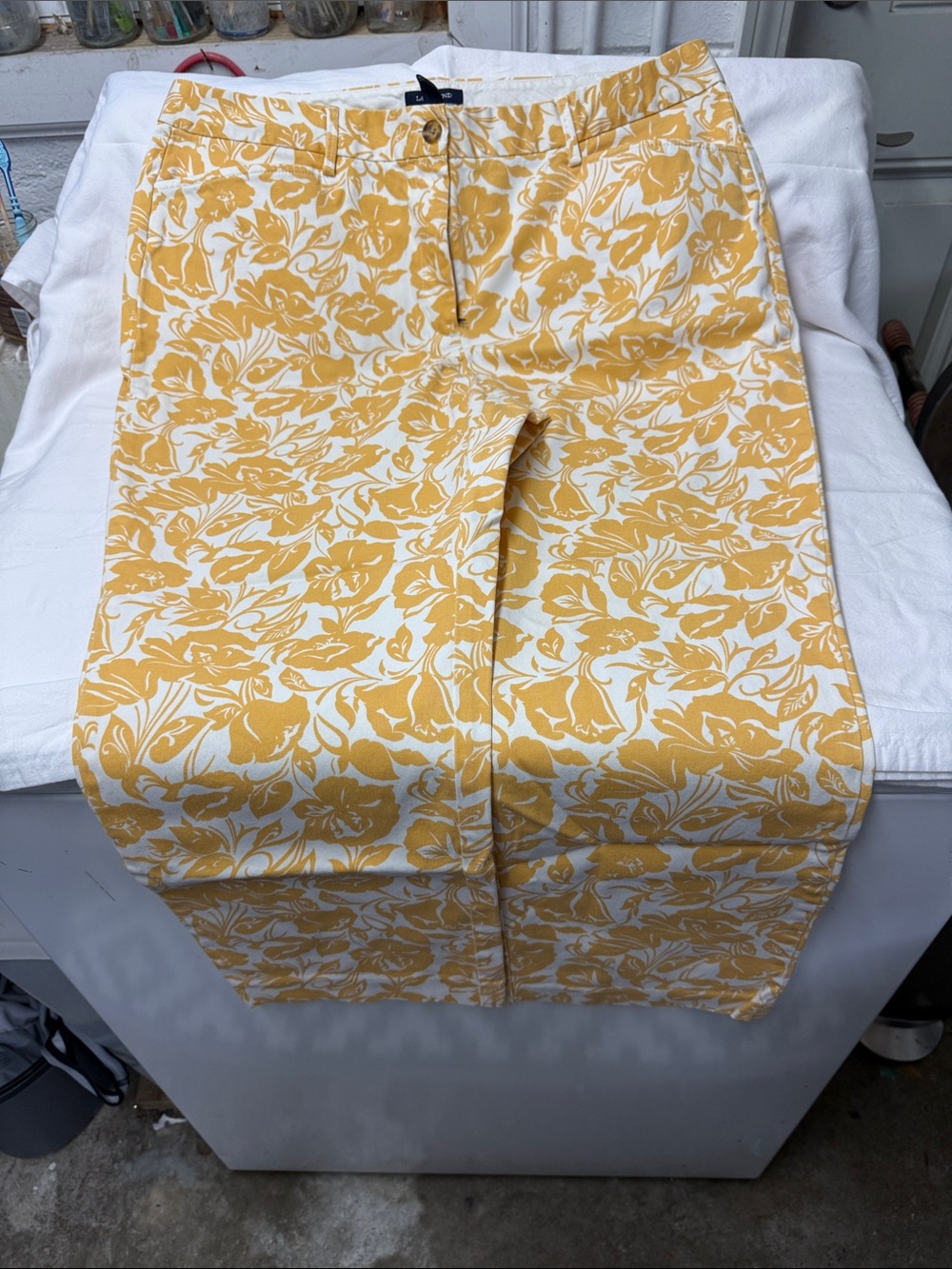 Lands' End White and Yellow pants